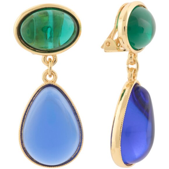 Ben-Amun Gold and Blue Teardrop Earrings - Picture 1 of 4